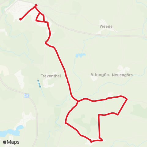 StadtBus/RegionalBus (Umland) Bad Segeberg > Traventhal - Struckdorf > Bad Segeberg map