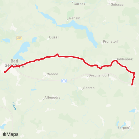 StadtBus/RegionalBus (Umland) Westerrade >Goldenbek > Struckdorf > Neuengörs > Bad Segeberg map