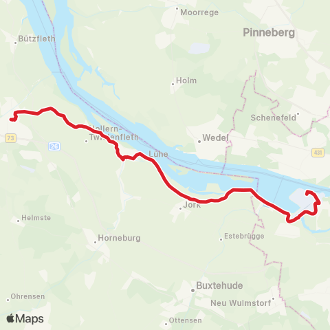 StadtBus/RegionalBus (Umland) Wiepenkathen - Stade - Hollern - Grünendeich - Finkenwerder map