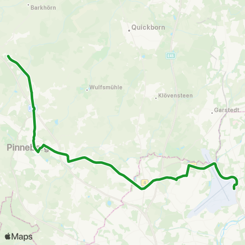 HVV XpressBus Bf. Elmshorn > Bf. Pinneberg > Schnelsen > Niendorf Nord > Hamburg Airport map