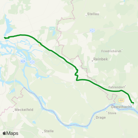 HVV XpressBus Rödingsmarkt > Billstedt > Bf. Bergedorf > Geesthacht > Lauenburg, Zob map