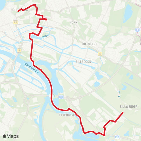 StadtBus/RegionalBus (Hamburg) Lübecker Straße > Hamm > Rothenburgsort > Moorfleet > Schule Mittlerer Landweg map