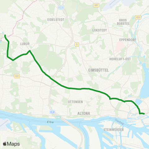 HVV XpressBus Schenefelder Platz > Bahrenfeld > Holstenstraße > Feldstraße > Messberg map