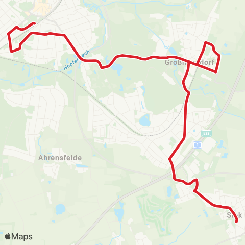 StadtBus/RegionalBus (Hamburg) Bf. Ahrensburg > Großhansdorf > Siek map