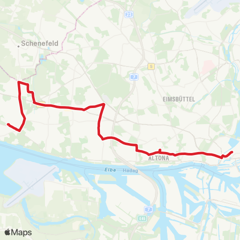 NachtBus Wedel > Othmarschen > Bf. Altona > Hauptbahnhof / Zob map