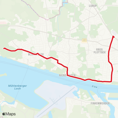 StadtBus/RegionalBus (Hamburg) Falkenstein > Blankenese > Teufelsbrück (Fähre) > Othmarschen (> Trabrennbahn B.) map