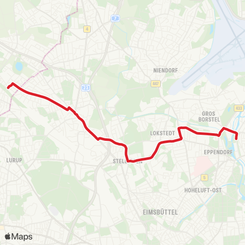 StadtBus/RegionalBus (Hamburg) Krupunder > Hagenbecks Tierpark > Lattenkamp / Uk Eppendorf map