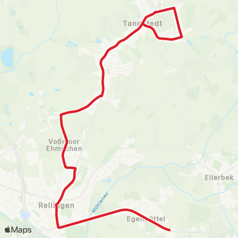 StadtBus/RegionalBus (Hamburg) Tangstedt (Pi) > Rellingen > Egenbüttel, Schulweg map