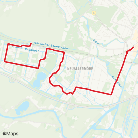 StadtBus/RegionalBus (Hamburg) Allermöhe > Neuallermöhe > Bf. Bergedorf map