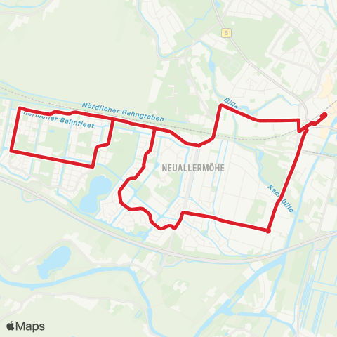 NachtBus Bf. Bergedorf > Nettelnburg > Neuallermöhe > Bf. Bergedorf map