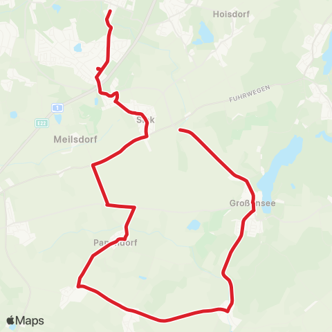 StadtBus/RegionalBus (Hamburg) Papendorf > Großensee > Schmalenbeck map