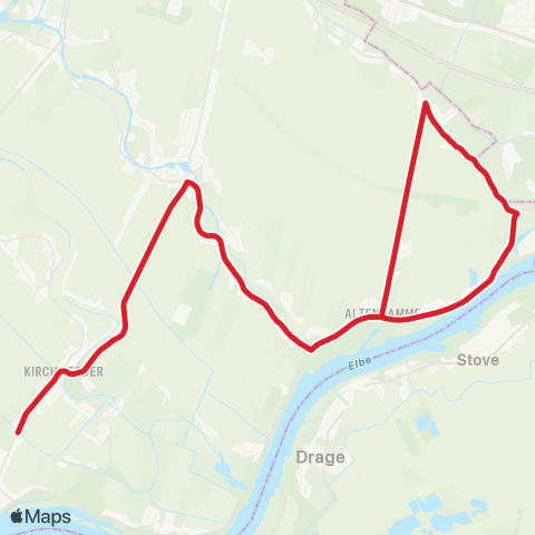 StadtBus/RegionalBus (Hamburg) Bergedorf, Speckenweg > Schule Altengamme > Grundschule Kirchwerder > Kirchwerder, Teufelsort map