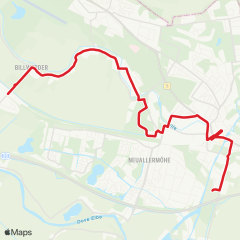 StadtBus/RegionalBus (Hamburg) Mittlerer Landweg > Billwerder > Nettelnburg > Bf. Bergedorf > Energie-Campus Bergedorf map