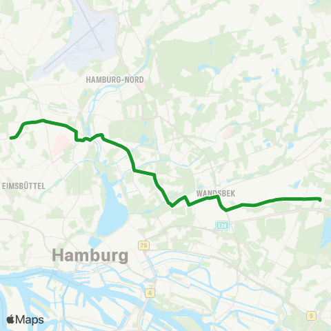 HVV XpressBus Hagenbecks Tierpark > Jenfeld Zentrum map