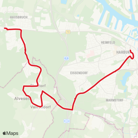 StadtBus/RegionalBus (Hamburg) Neuwiedenthal > Museum Kiekeberg > Bf. Harburg map