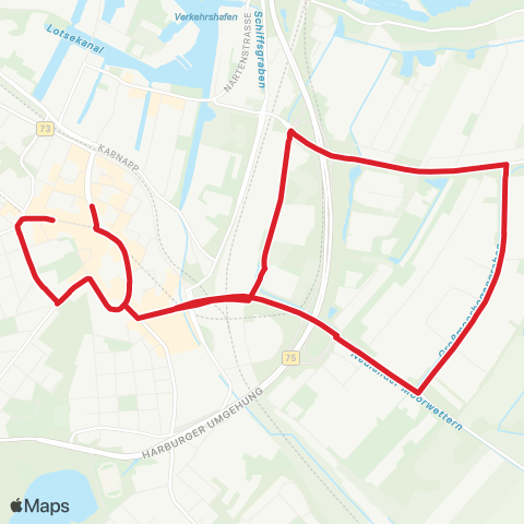 StadtBus/RegionalBus (Hamburg) Harburg Rathaus > Neuland > Harburg Rathaus map