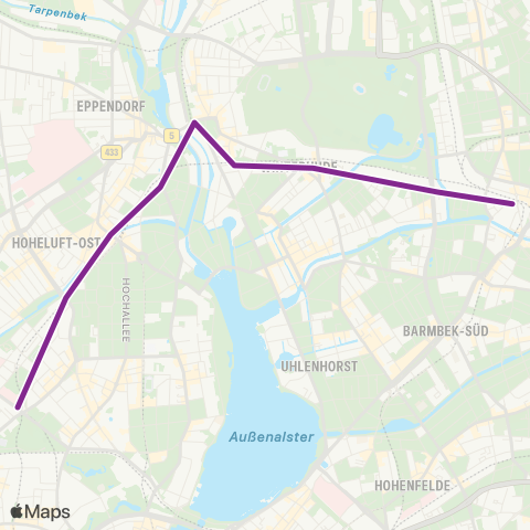 SEV Barmbek > Schlump >Hbf Süd >Barmbek map