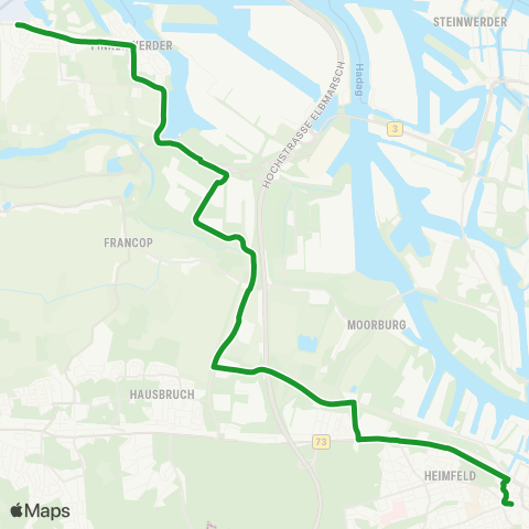 HVV XpressBus Harburg Rathaus > Airbus map