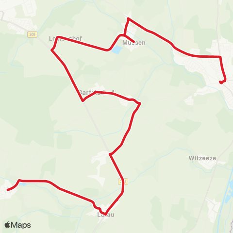 StadtBus/RegionalBus (Umland) Lütau / Wangelau > Müssen > Büchen map