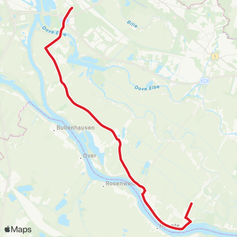 StadtBus/RegionalBus (Hamburg) Moorfleet > Ochsenwerder > Howe > Zollenspieker > Kirchwerder, Teufelsort map