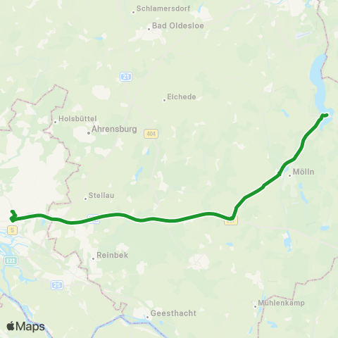 HVV XpressBus Ratzeburg > Mölln > Hamburg-Wandsbek map