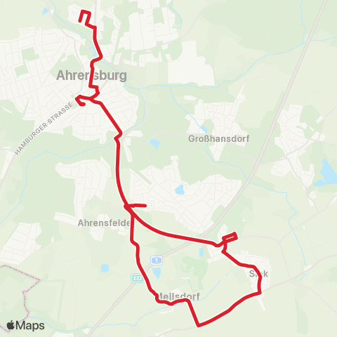 StadtBus/RegionalBus (Hamburg) Ahrensburg, Auestieg > Bf. Ahrensburg > Siek > Meilsdorf > Ahrensburger Kamp map