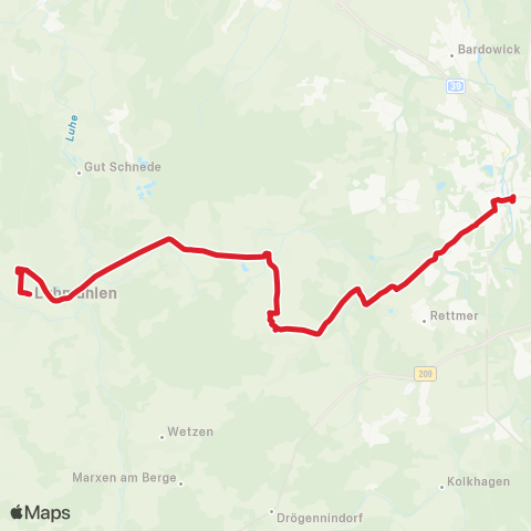 StadtBus/RegionalBus (Umland) Bf. Lüneburg (Zob) – Salzhausen, Zob / Schulzentrum map