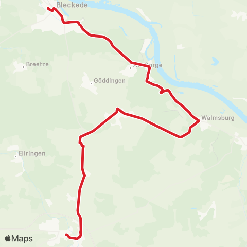 StadtBus/RegionalBus (Umland) Bleckede > Dahlenburg map