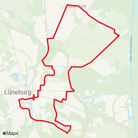 StadtBus/RegionalBus (Umland) Bf. Lüneburg > Adendorf > Bf. Lüneburg map