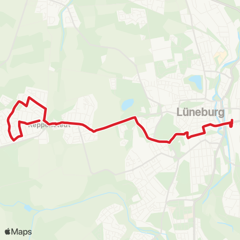 StadtBus/RegionalBus (Umland) Bf. Lüneburg > Reppenstedt map
