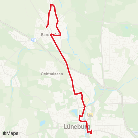 StadtBus/RegionalBus (Umland) Bf. Lüneburg > Bardowick map