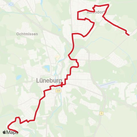 StadtBus/RegionalBus (Umland) Lüneburg, Rosenkamp > Bf. Lüneburg > Adendorf > Erbstorf map