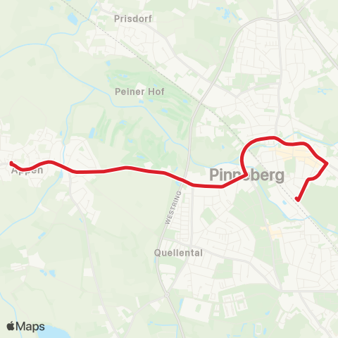 StadtBus/RegionalBus (Umland) Appen - Bf. Pinneberg map