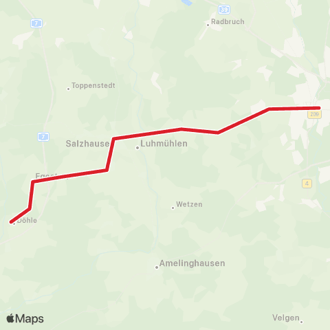 Andere Linien Heide-Shuttle Bf. Lüneburg - Melbeck - Amelinghausen - Döhle - Egestorf - Kirchgellersen map