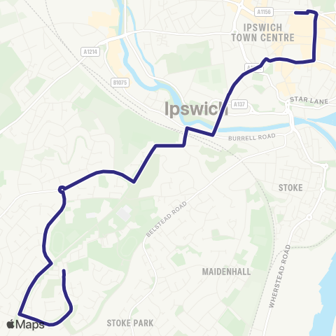 Ipswich Buses Tower Ramparts Bus Sta - Magdalene Close map