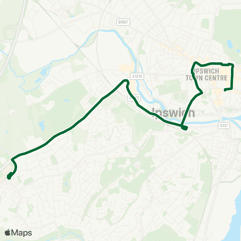 Ipswich Buses Old Cattle Market Bus Sta - Suffolk One map