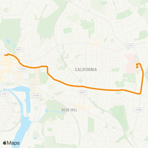 Ipswich Buses Tower Ramparts Bus Sta - Ipswich Hosp map