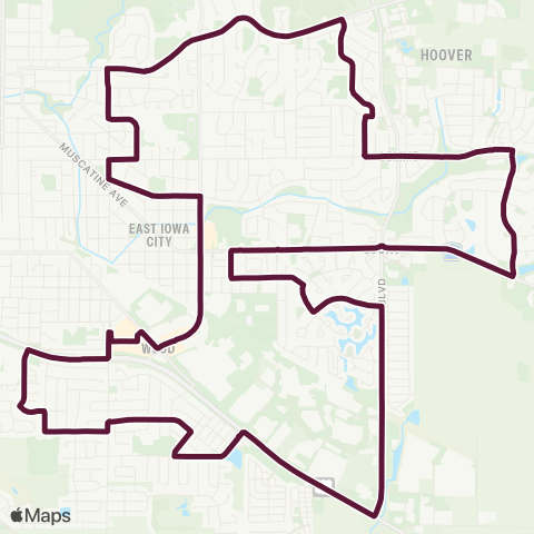 Iowa City Transit Eastside Loop map