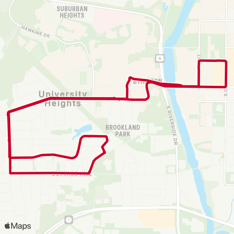 Iowa City Transit Oakcrest map