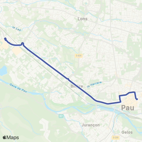 Idélis Pau Bosquet <> Lescar Soleil map