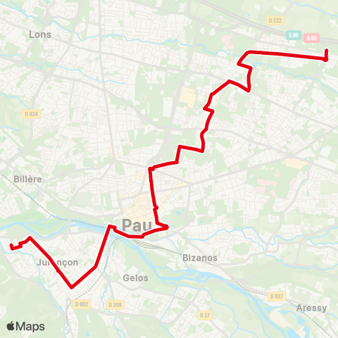 Idélis Jurançon LP A. Campa <> Pau Cité Multimédia map