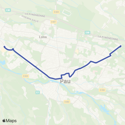 Idélis Pau CST Jean Feger <> Lescar Soleil map