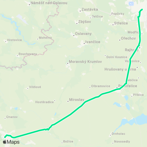 IDS JMK Brno - ModřIce - PohořElice - Lechovice - Znojmo map