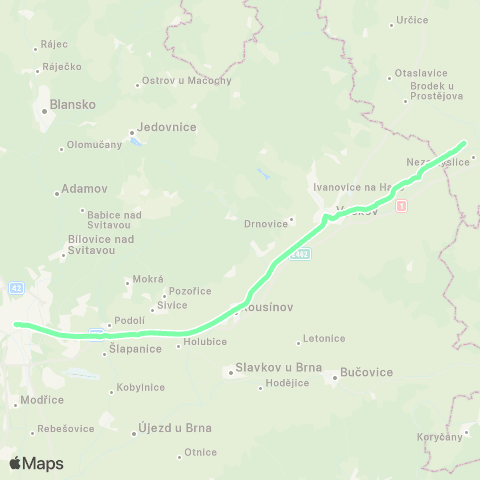 IDS JMK Náhradní Doprava Za Vlak Brno - Vyškov Na Moravě - Nezamyslice map