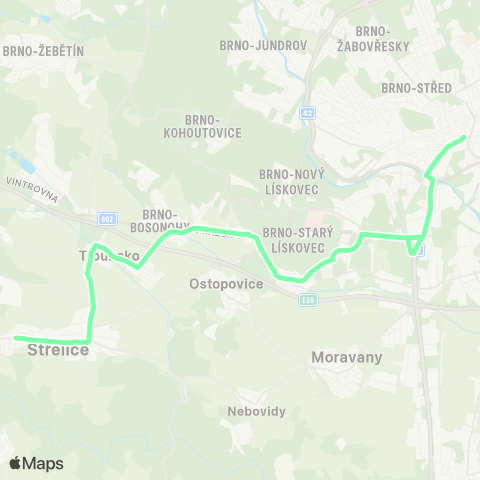 IDS JMK Náhradní Doprava Za Vlak Brno - StřElice map