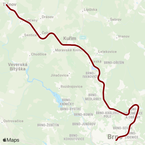 IDS JMK Tišnov - KuřIm - Brno map