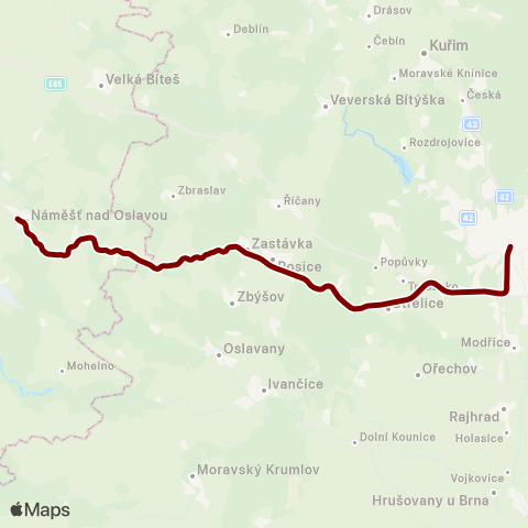 IDS JMK NáměŠť Nad Oslavou - Brno map
