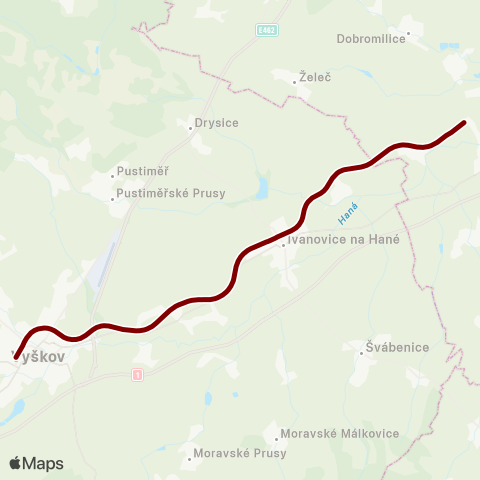 IDS JMK Vyškov - Ivanovice Na Hané - Nezamyslice map