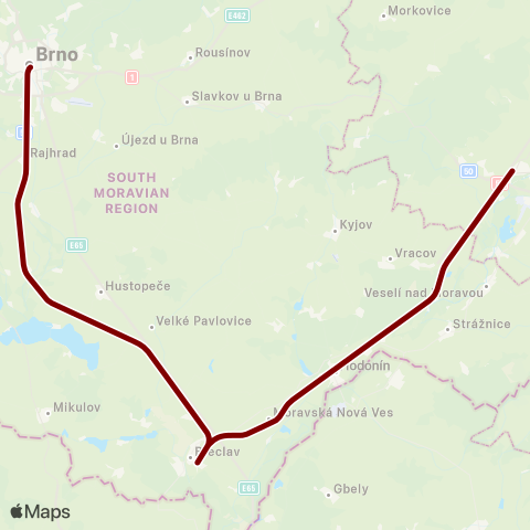 IDS JMK Brno - BřEclav - Hodonín - Moravský Písek - Staré MěSto U U. H. map