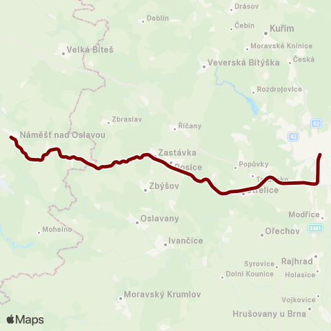 IDS JMK NáměŠť Nad Oslavou - Brno map